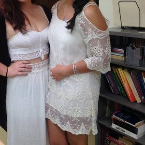 Cute Lacey White Boho Mini Dress